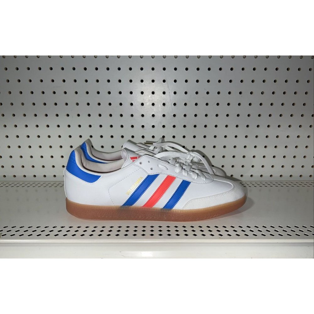 adidas White, Blue, and Red Athletic Shoes